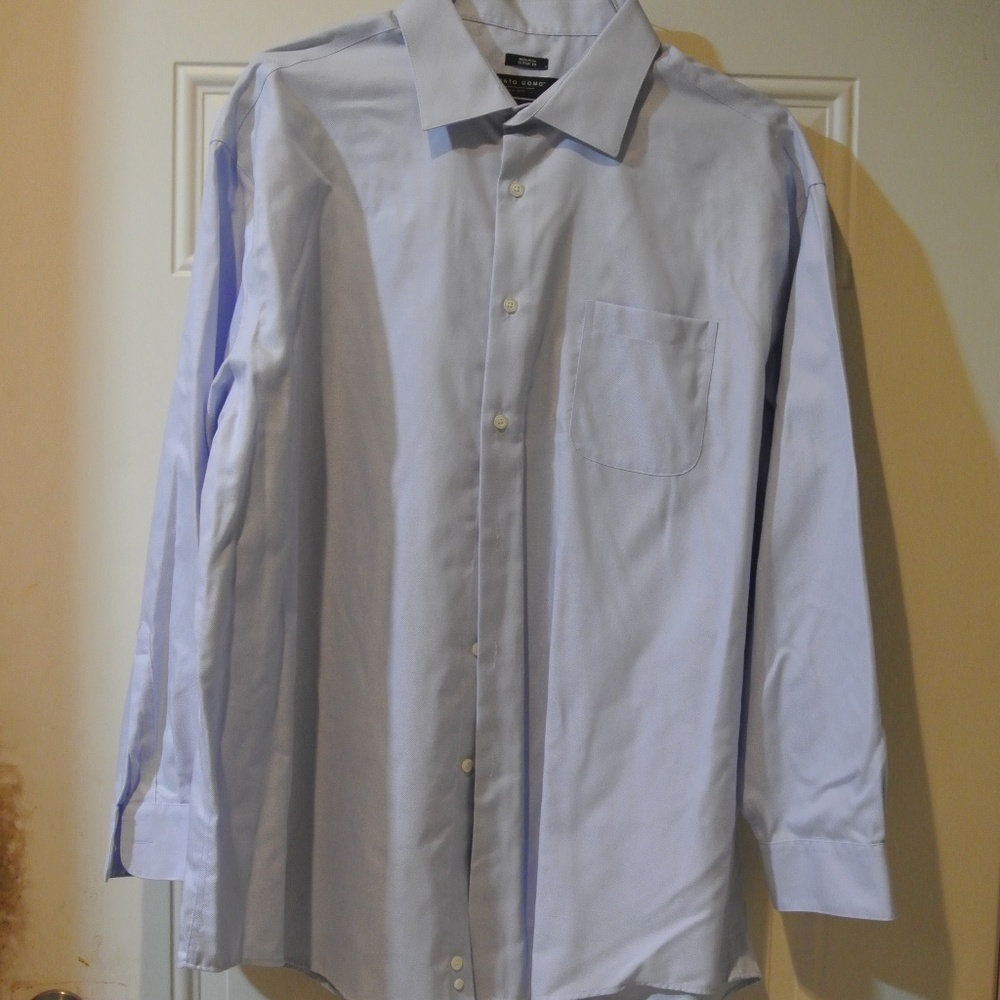 MENS LIGHT BLUE PRONTO UOMO SIZE 18 LONG SLEEVE BUTTON DOWN SHIRT